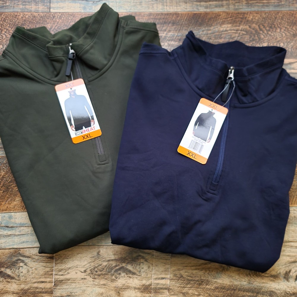 Lot of 2-32 Degrees Heat Tech 1/4 Zip Pullover Mens 2XL Long Sleeve Shirt