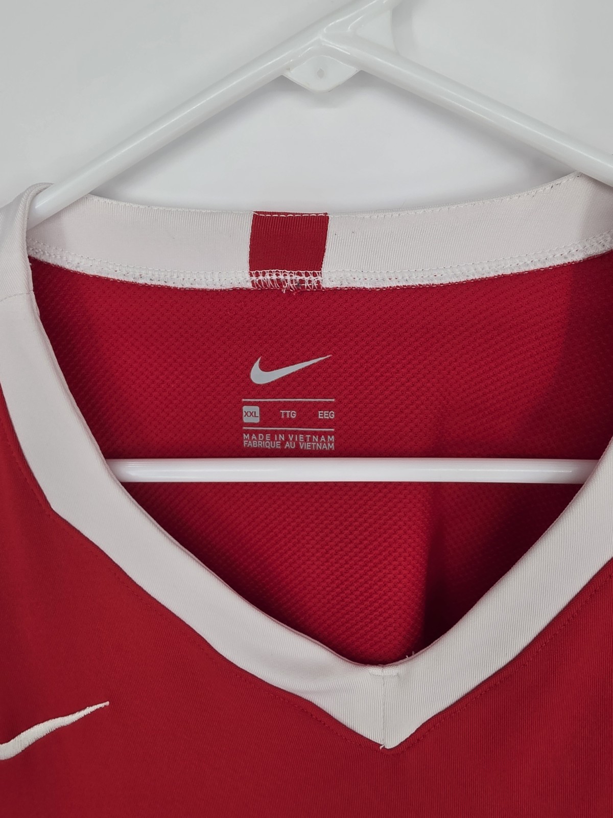 Nike XXL Men's Red/White Athletic Jersey V-Neck Long Sleeve. gallery