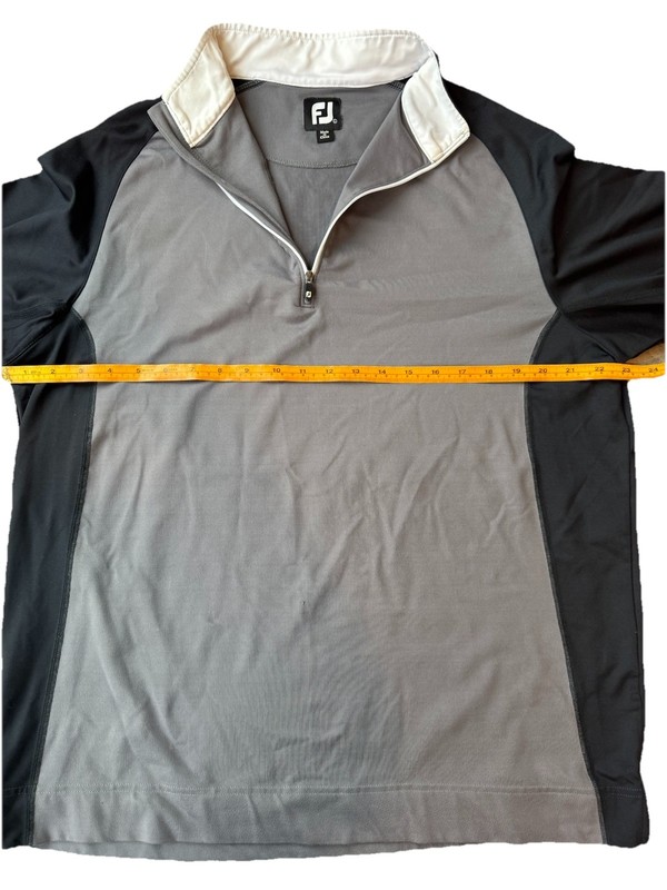 FootJoy Pullover Mens L Gray/black/white Quarter Zip Performance Golf Shirt gallery