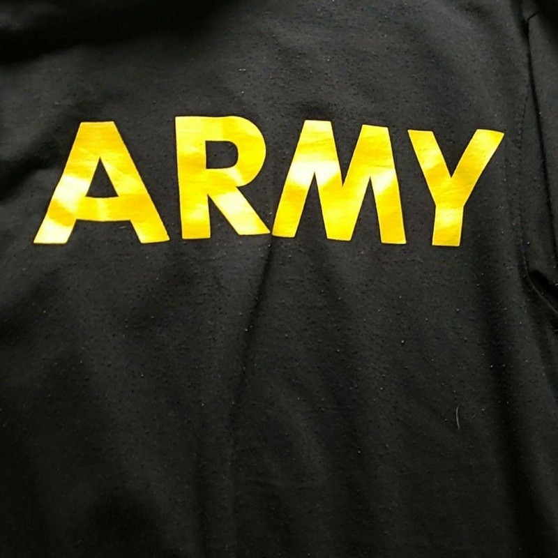 Army Shirt Mens XS Black Long Sleeve PT Training Reflective Graphic Tee Top gallery