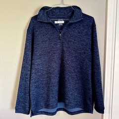 Haggar Men’s BLUE Cool 18 Tec 1/4 Zip Pullover Quick Dry Long Sleeve Size XL