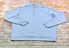 Peter Millar Performance 1/4-Zip Pullover Blue Mens L Stretch Preppy Golf