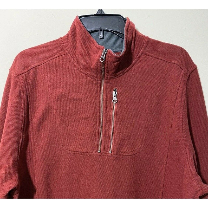 REI Men Burgundy Pullover Long Sleeve 1/4 Zip Pocket Casual Activewear Size XL gallery
