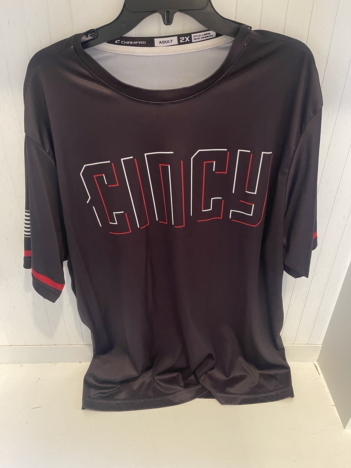 Champro CINCY Jersey Adult 2XL Black Red White Short Sleeve Sports Tee gallery