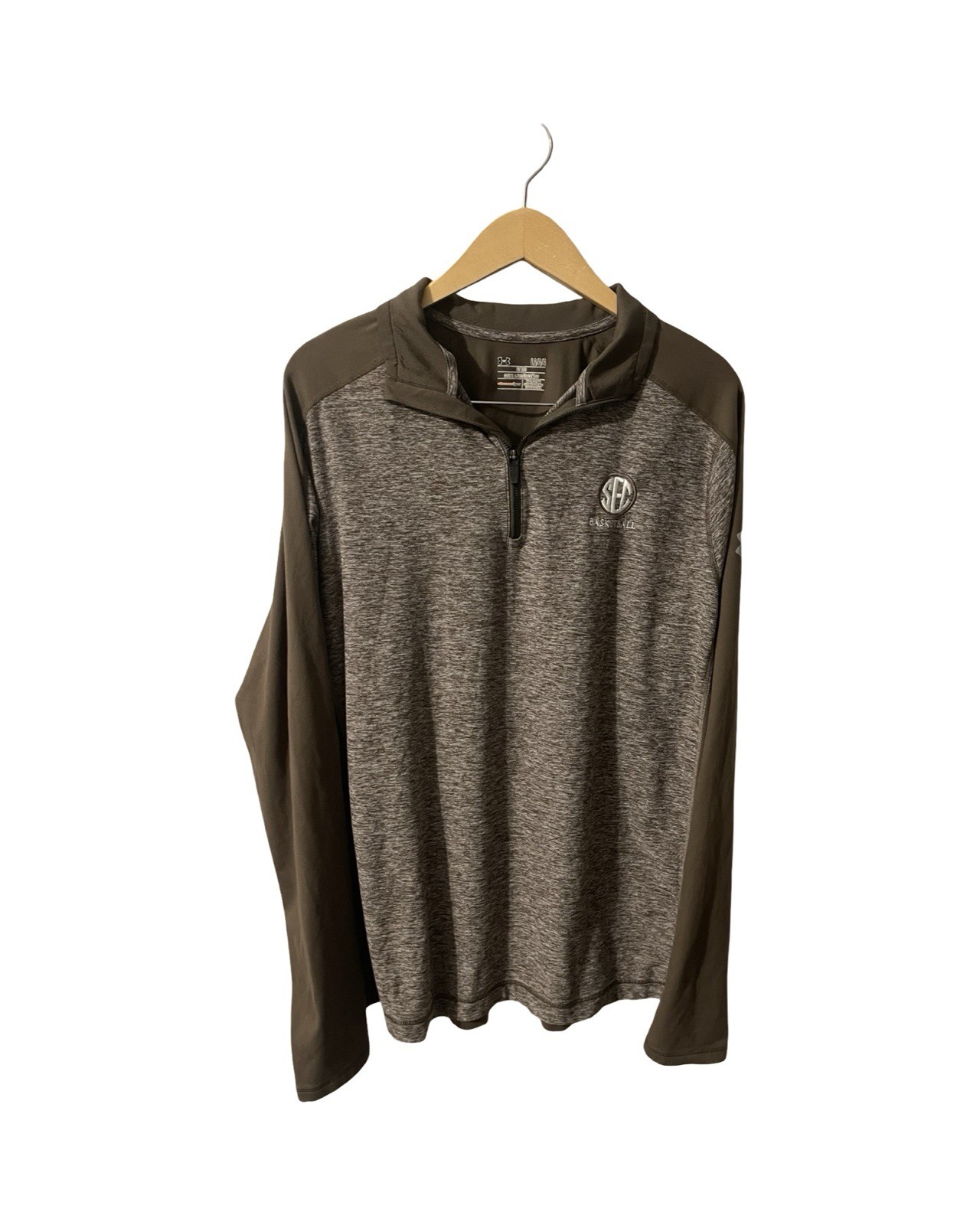 Under Armour SEC Basketball Quarter Zip Pullover Men’s LG Brown Performance gallery