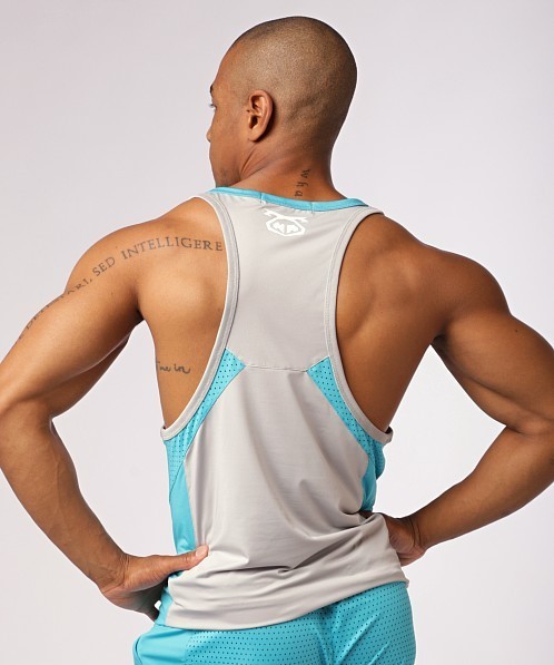 NASTY PIG AGILITY RACERBACK TANK TOP MIRAGE GREY & TEAL MEDIUM gallery