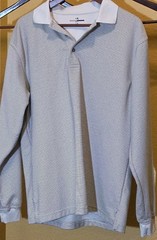 GRANDSLAM Men’s L Gray Striped Long Sleeve 1/4 Button Pullover Shirt