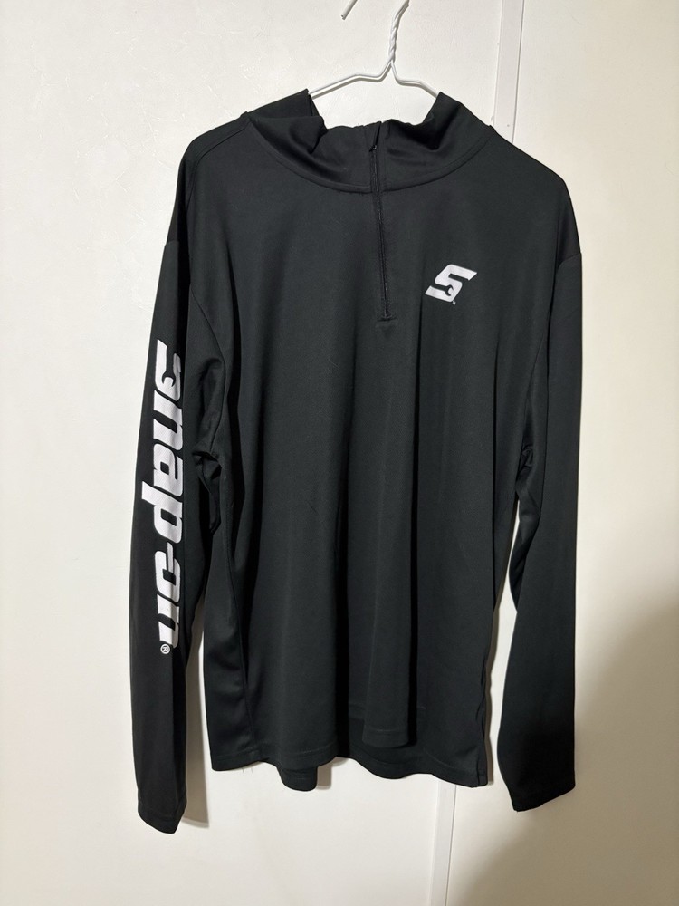Snap-on Tools 1/4 Zip Pullover Mens XL Black Long Sleeve Staples Mock Neck New
