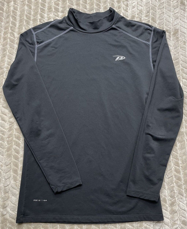 Pro Player Perform Dri Mens Size M Long Sleeve Black Mock Neck Shirt Activewear gallery