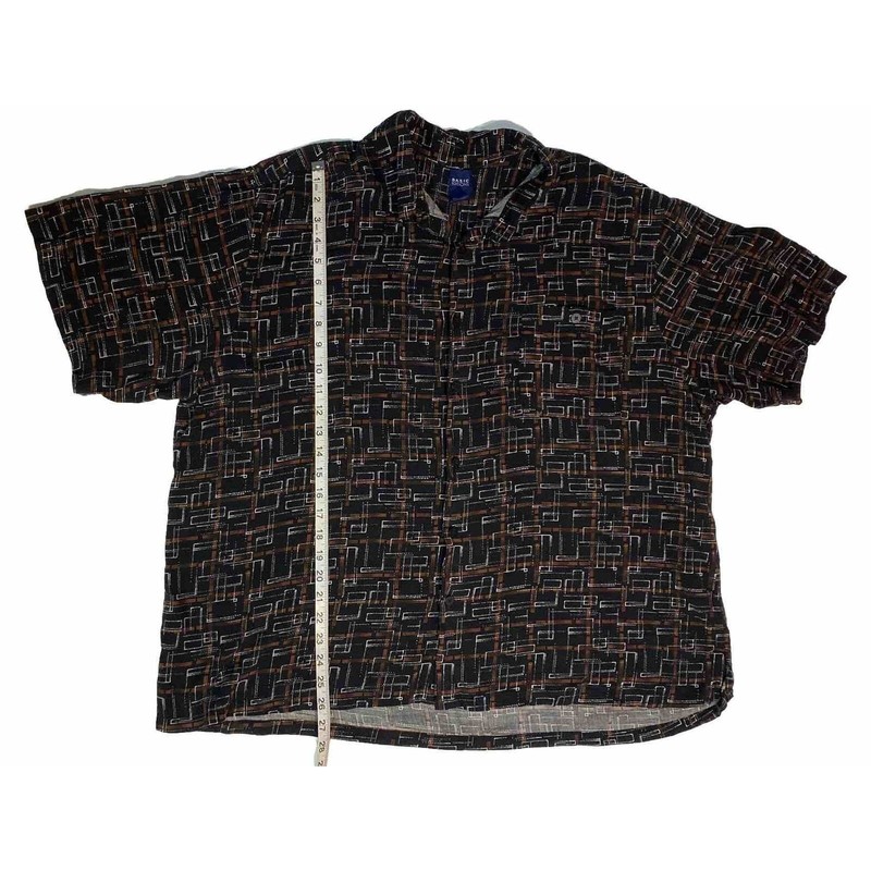 VTG Basic Editions Comfy Black Rayon Graphic 50’s Style Leisure Shirt Size 2X gallery