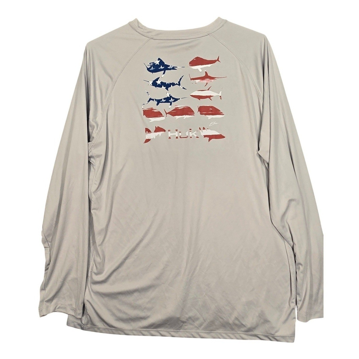 Huk Mens Red White & Blue Patriotic Fish Graphic Long Sleeve Fishing Shirt XXL gallery