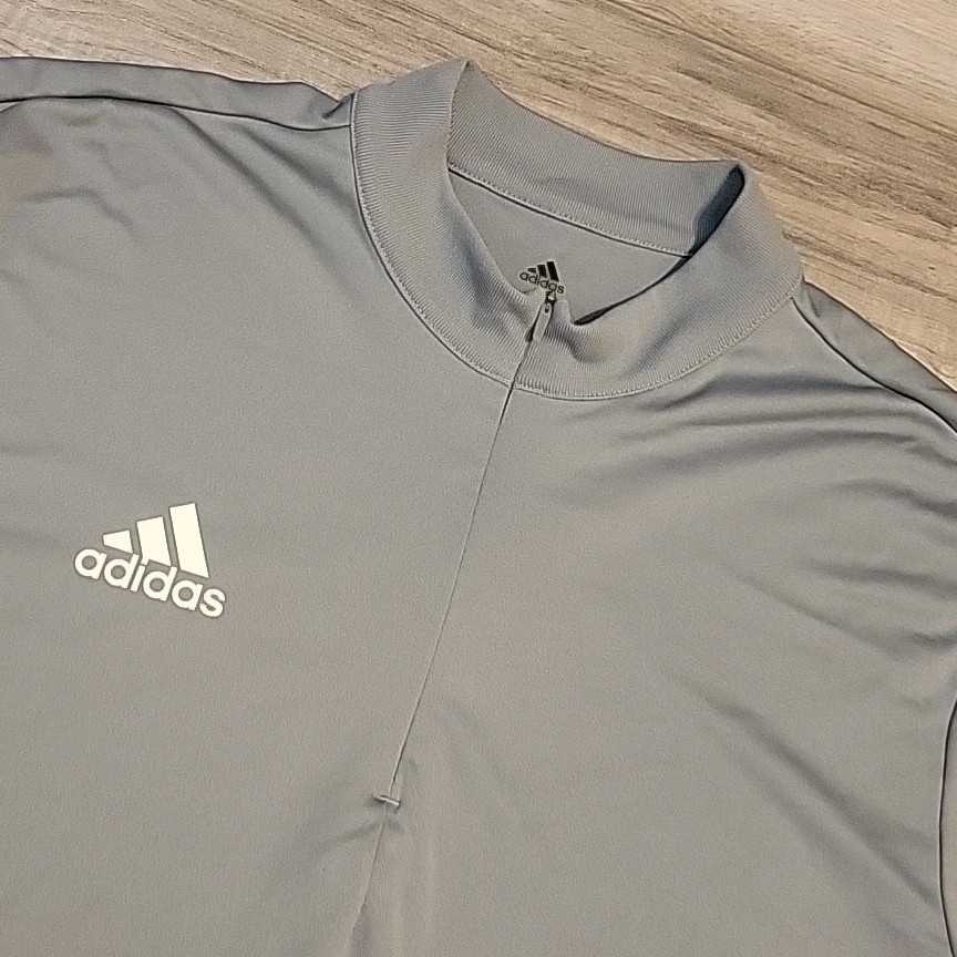 Adidas Climacool Athletic Polo Quarter Zip Blade Collar Performance Large Mens