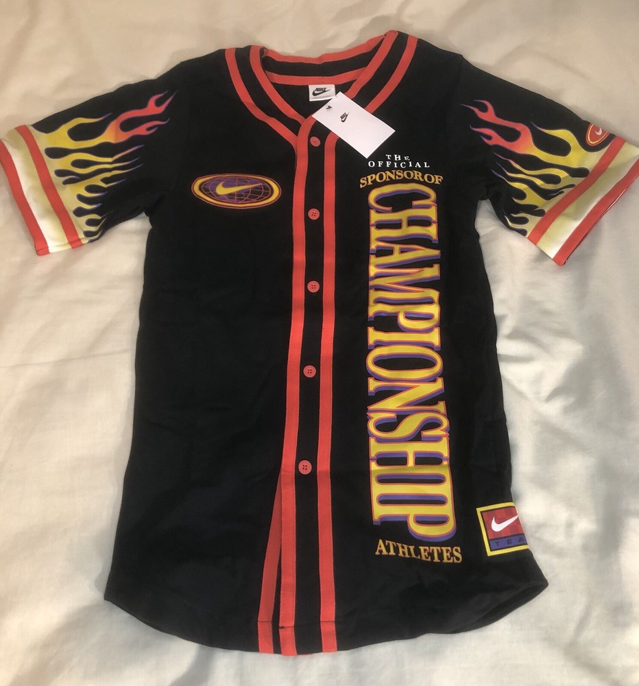Nike Americana Flames Championship Baseball Jersey DV9642-010 Mens Size XL