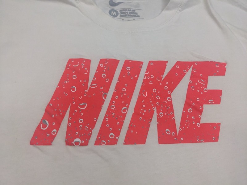 Nike Swim Men's Shirt Medium Crew Neck Short Sleeve White Spellout gallery