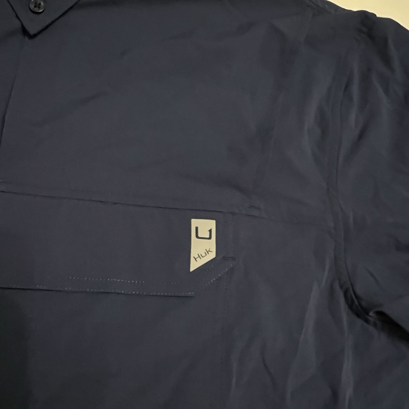 Huk Creekbed Back Draft LS Men's Shirt Naval Academy XL gallery