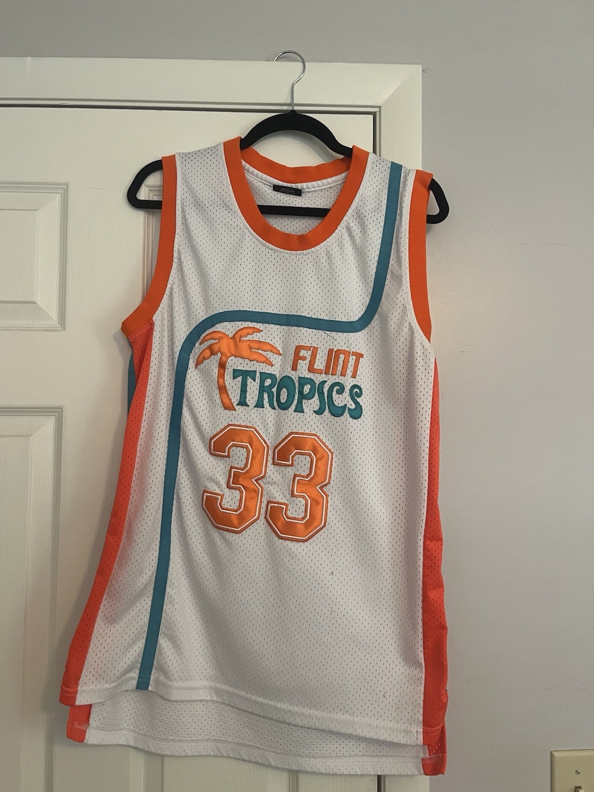 FLGO Flint Tropics #33 MOON Men's M Mesh Polyester Tank Jersey White Orange gallery