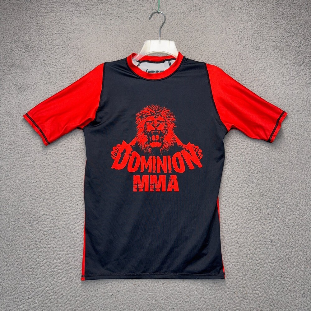 Dominion MMA Rash Guard Mens Small Black Belt Club Jiujitsu Gameness Shirt Top