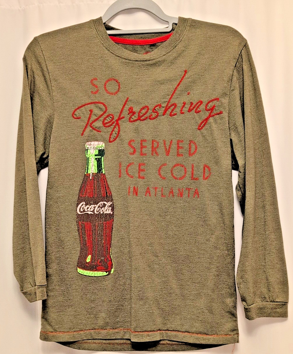 Coca Cola Small Long Sleeve Embroidered & graphic So Refreshing Gray Shirt gallery