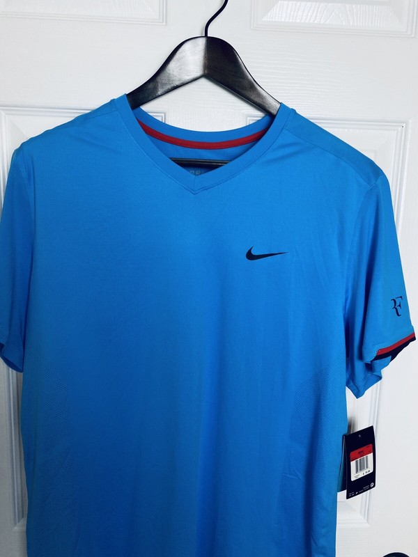 Nike Roger Federer RF 2012 US Open V-Neck Tennis Shirt Large Rafa Nadal - NWT gallery