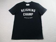 Reigning Champ T Shirt Mens Small Black Short Sleeve Workout Exercise Spellout