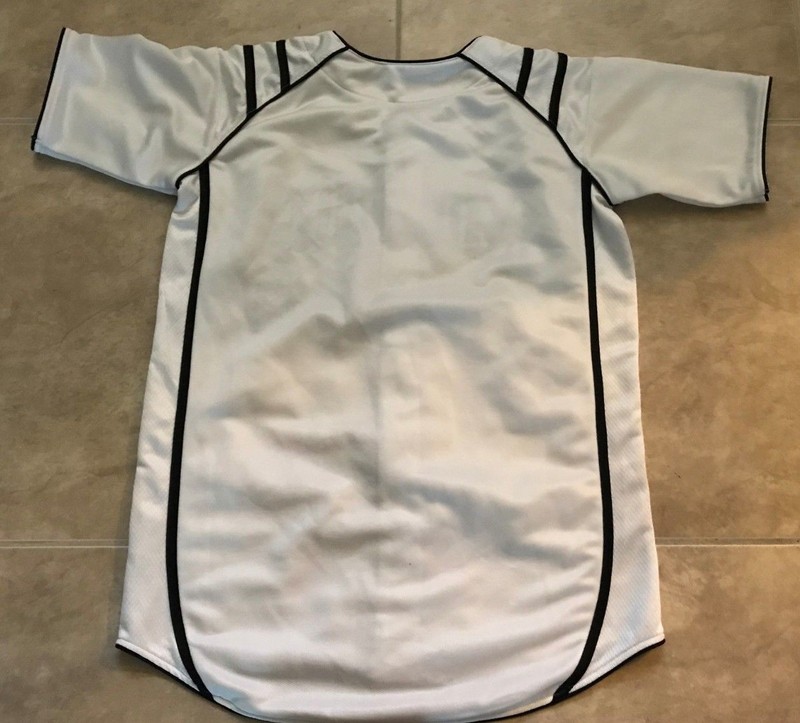 True Fan Adult MLB Florida Marlins White Baseball Jersey Button Shirt XL Sewn gallery