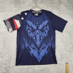 Under Armour Shirt Mens Medium Blue USA Big Eagle Graphic Logo HeatGear Loose