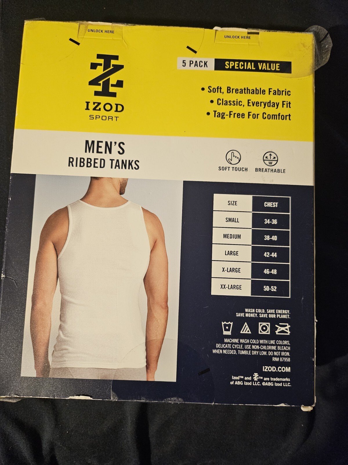 IZOD Tank Top Men's Medium White Cotton Ribbed Round Neck Undershirts Pack of 5 gallery