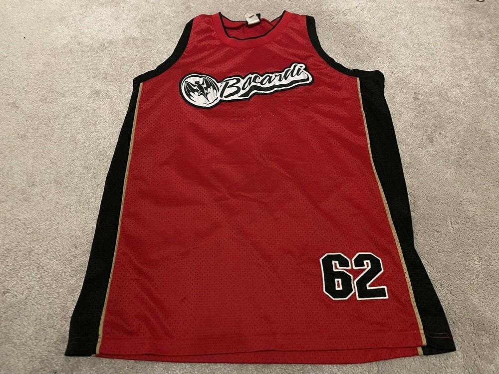 Retro Bacardi Mens Large Basketball Jersey Red Liquor Alcohol Puerto Rico Sports