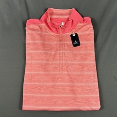 Johnnie-O Golf Pullover Bert 1/4 Zip Large Pink Striped Polyester NWT MSRP $128