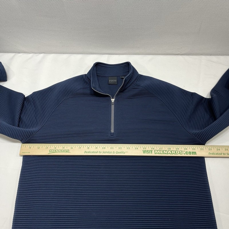 DUNNING RIBBED 1/4 ZIP GOLF PULLOVER POLYESTER SPANDEX BLEND BLUE MENS MEDIUM gallery