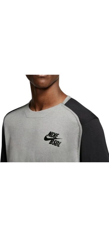 Nike BSBL 3/4 Raglan Baseball Top Shirt Black Gray BQ6598-010 Men’s M NWT Trout gallery