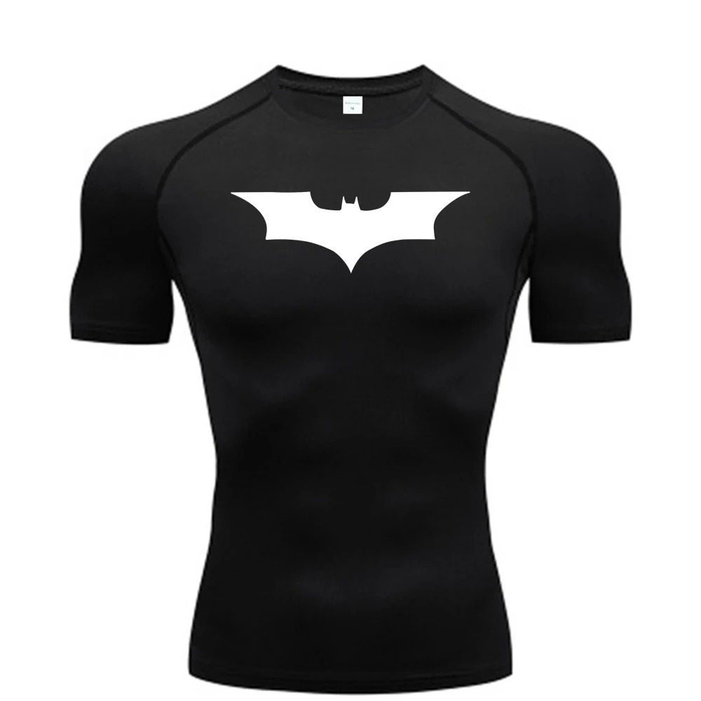 Men's Bat Print Compression T-Shirt Gym Fitness Running Short Sleeve Casual Top gallery