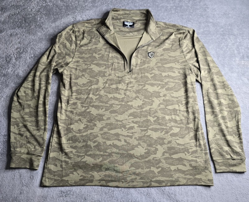 Straight Down Mens XL Desert Green Camo Abstract 1/4 Zip Golf L/S Pullover gallery