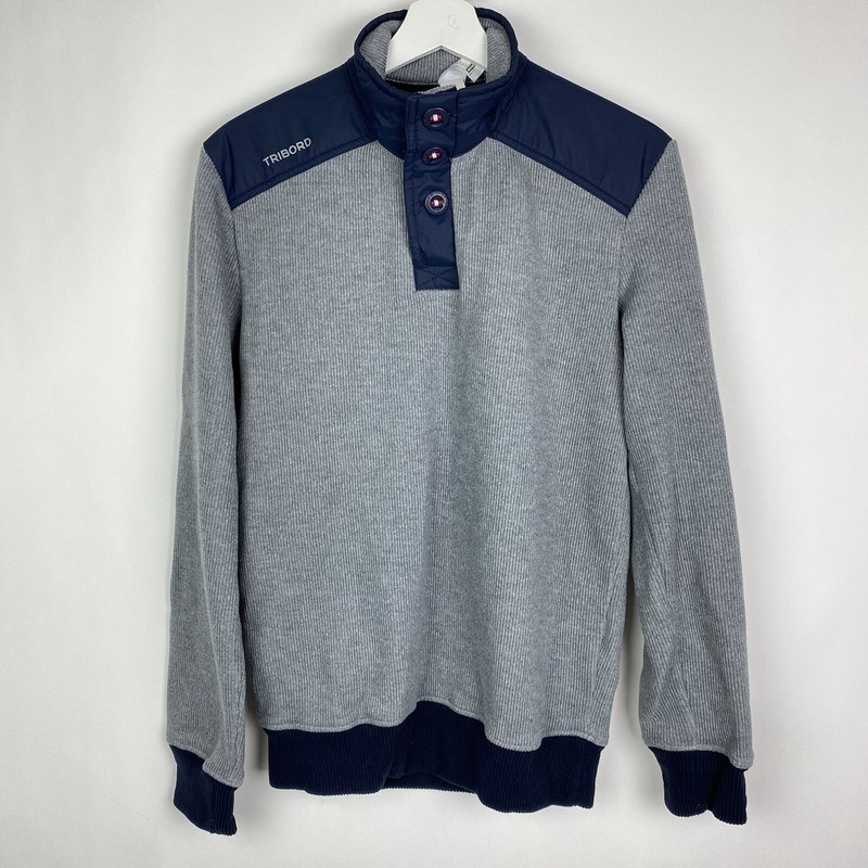 DECATHLON Tribord 100 Sailing Pullover Sweater Mens XS Water Repellent Gray Navy gallery