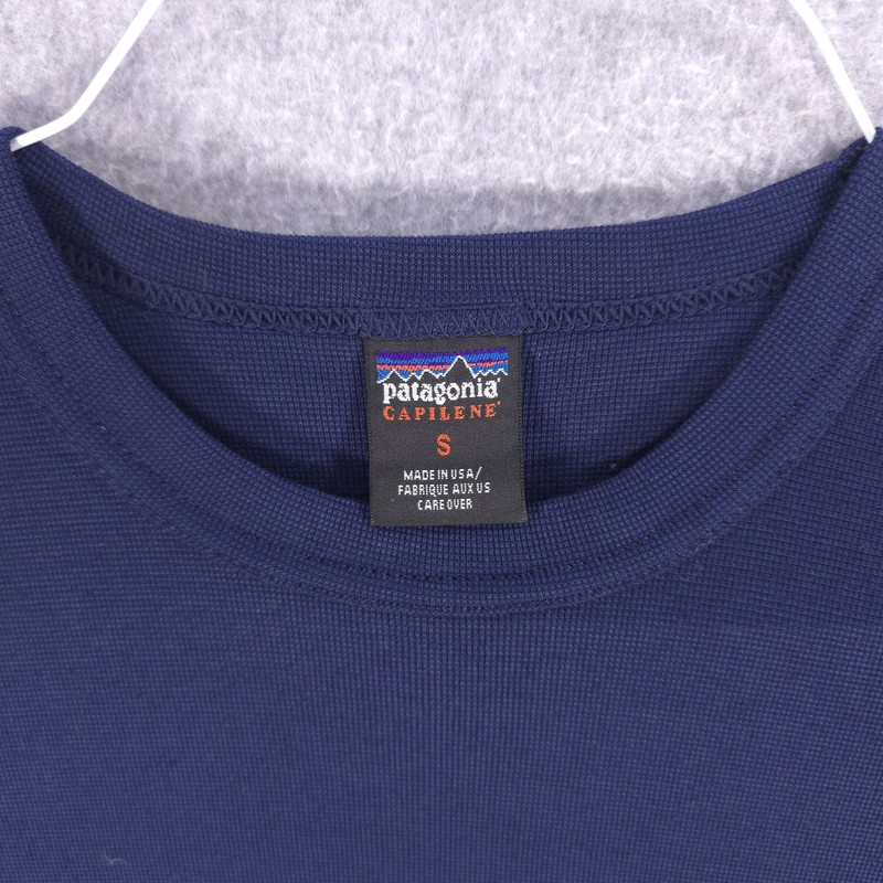 Patagonia Blue Capilene Vtg USA Long Sleeve Base Layer Crew Shirt Mens Small gallery