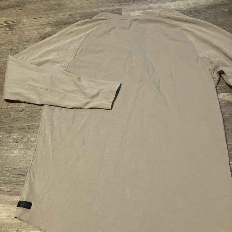 Alphalete Men's Medium Henley Long Sleeve Shirt Tan See Measurements gallery