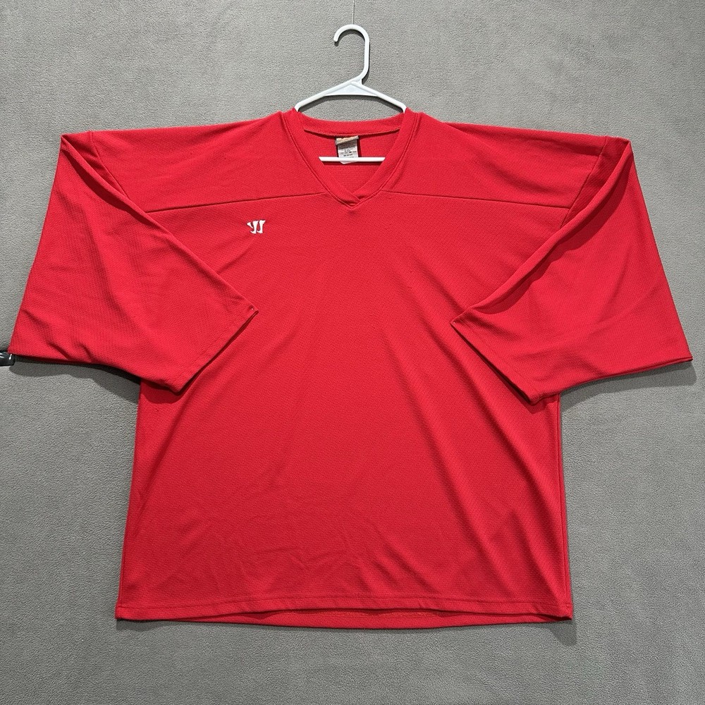 Vintage Warrior Hockey Jersey Mens Size XL Red Blank V-Neck Practice Blank GUC