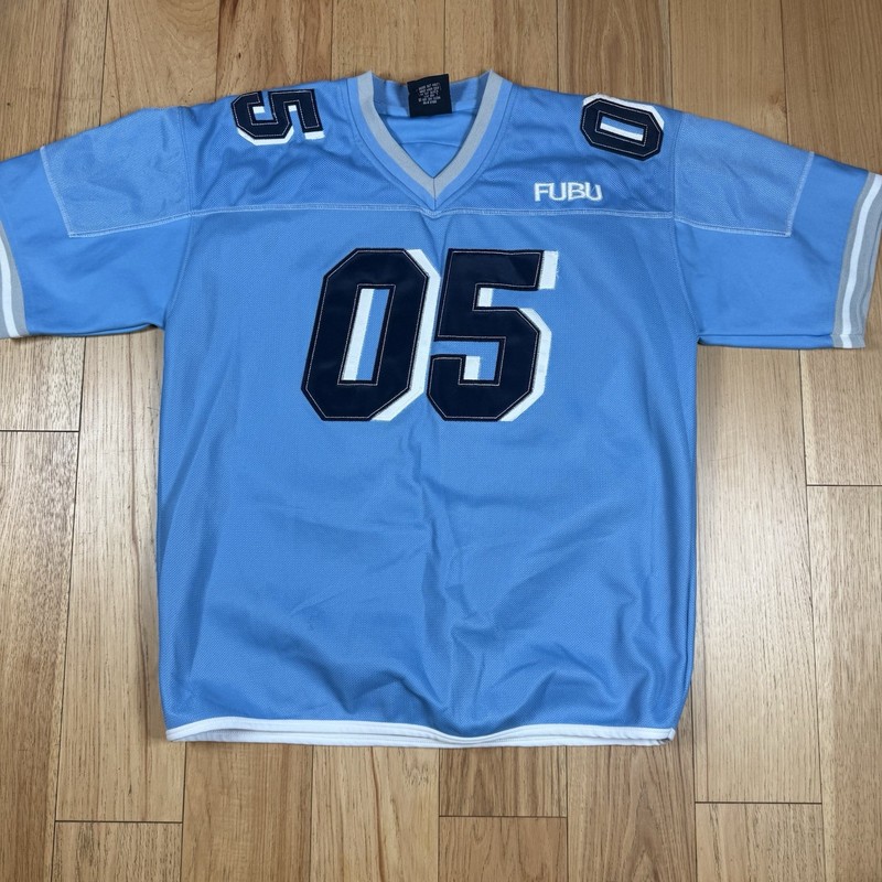 VINTAGE Fubu 05 Sports Series Football Jersey Mens XL Blue Pullover Y2K Hip Hop gallery