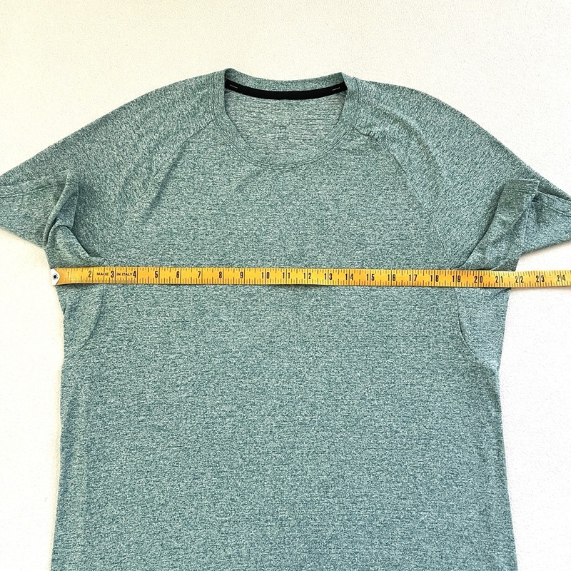 Lululemon Men Heathered Teal Lagoon Green Drysense Training Short Sleeve Shirt L gallery
