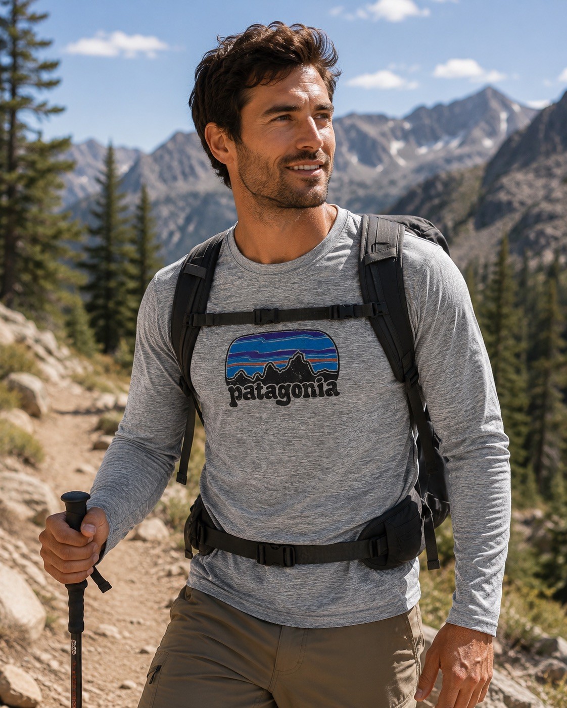 Patagonia men's Long-Sleeved Capilene Cool Daily Graphic Shirt Sz.XL Gray Sporty gallery