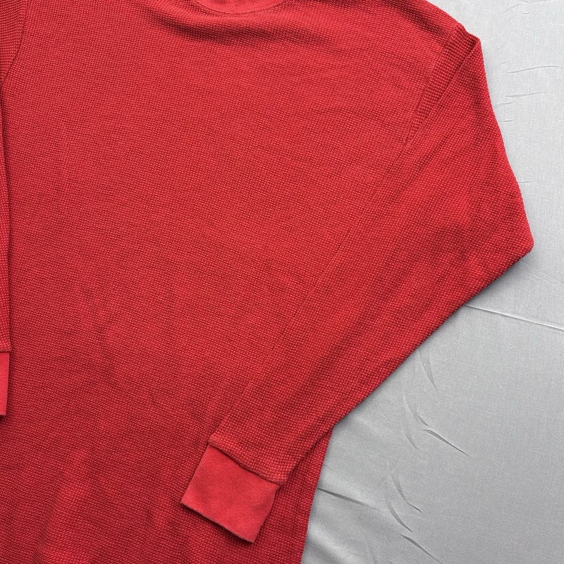 Tanu Harlem Vintage Thermal Pullover Long Sleeve Crew Neck Red Men's T-Shirt XL gallery
