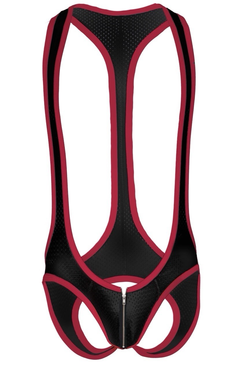 Men’s Gruff Pup Impulse Singlet Mesh Black And Red Zip Jock Assless XXL Gay gallery