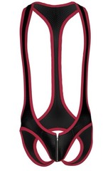 Men’s Gruff Pup Impulse Singlet Mesh Black And Red Zip Jock Assless XXL Gay