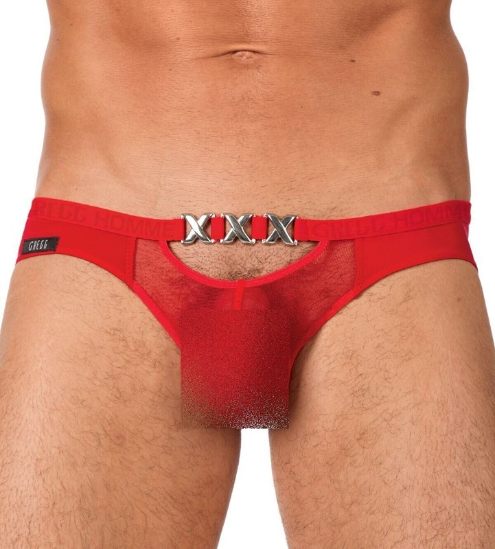 MEDIUM Gregg Homme Kit PIMP See-Thru Tank top + Briefs Red 96622-03 gallery