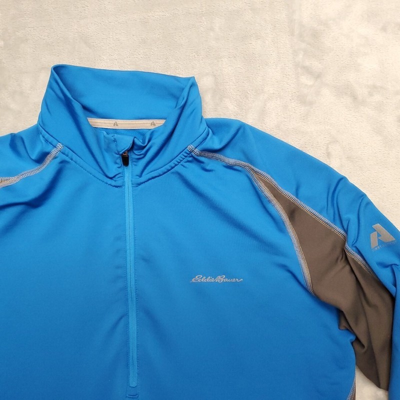 Eddie Bauer First Ascent Shirt Mens Medium Blue Freeheat Pro 1/2 Zip Pullover gallery