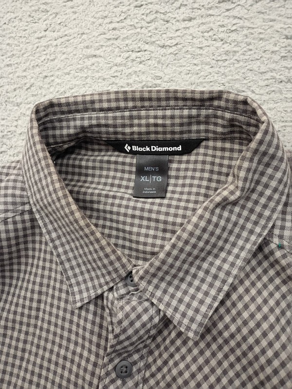 Black Diamond Short Sleeve Button Up Shirt Mens XL Gray Gingham Check Wingate gallery