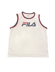FILA Basketball Jersey White Blue Red Active Tank Size XL