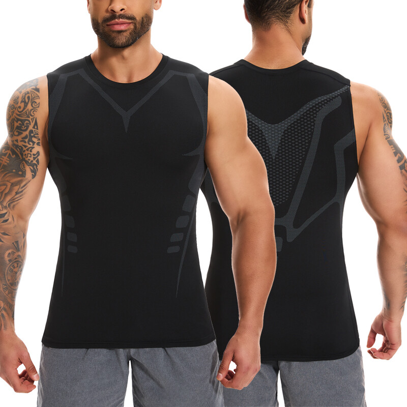 Men Athletic Compression Shirt Workout Shaper Tank Top Base Layer Sport Gym Vest gallery