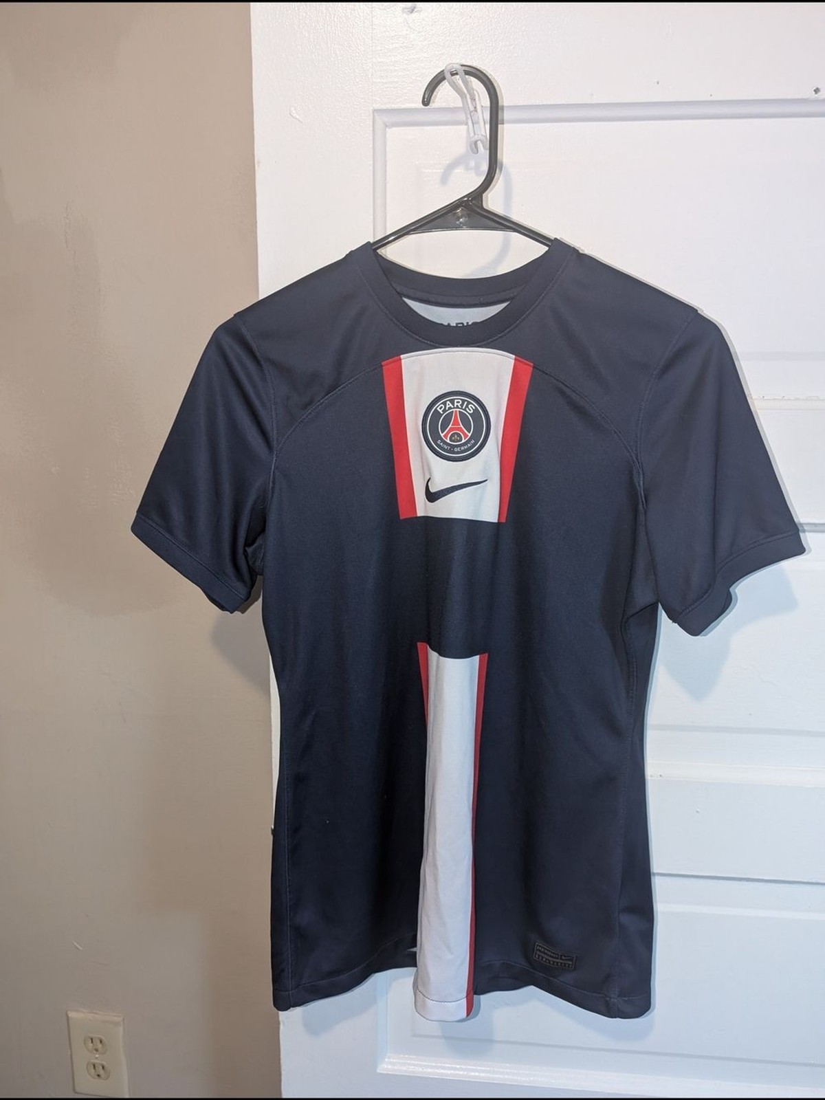 Nike Navy Paris stadium Football/Soccer Jersey with White and Red Center Stripe gallery