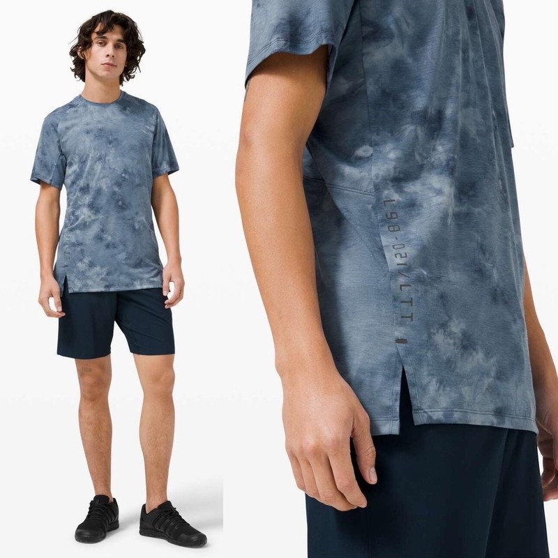 Lululemon Men’s Always Agile Short Sleeve Shirt Diamond Dye True Navy Chambray L gallery